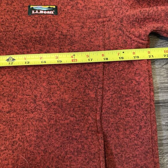 L.L. Bean Sweater Mens Medium Red Slightly Fitted 1/4 Snap Mock Fleece Pullover - Picture 4 of 10